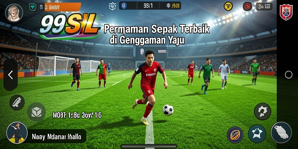 Gameplay 99SL yang menampilkan aksi seru di lapangan sepak bola.