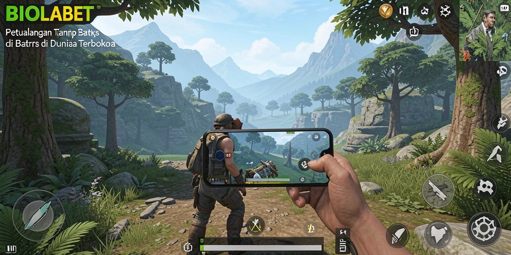 Gameplay seru di dunia terbuka BIOLABET dengan lingkungan yang indah.