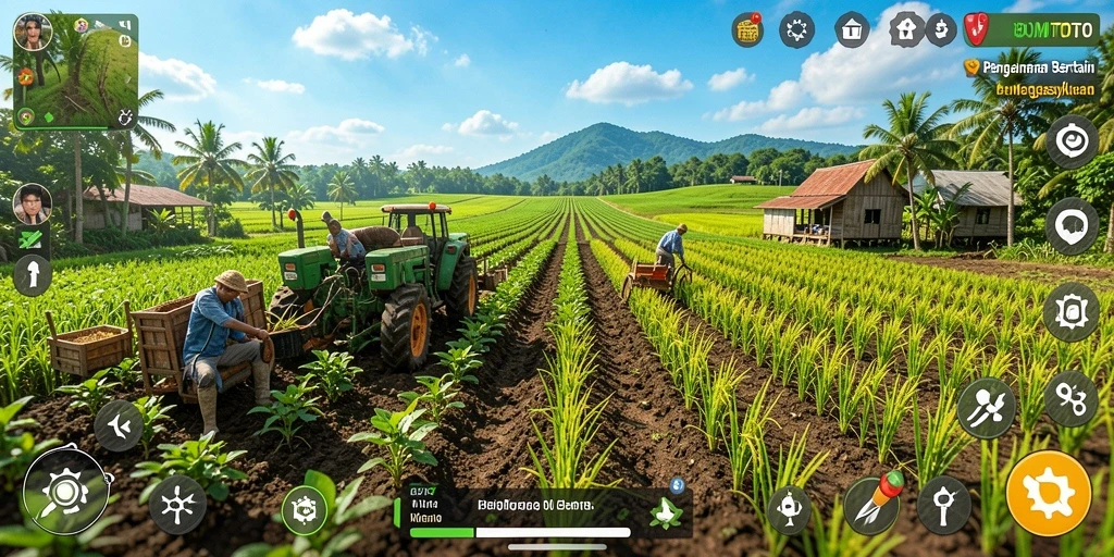 Tampilan menarik dari gameplay BOMTOTO yang menampilkan aktivitas bertani.