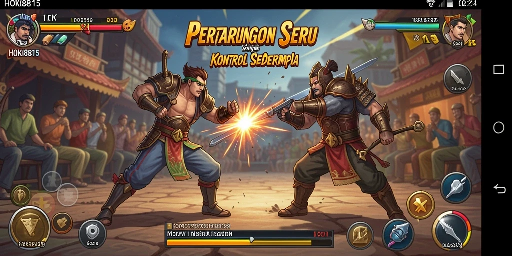 Tampilan screenshot HOKI8815 menampilkan pertarungan seru antara karakter-karakter kuat.