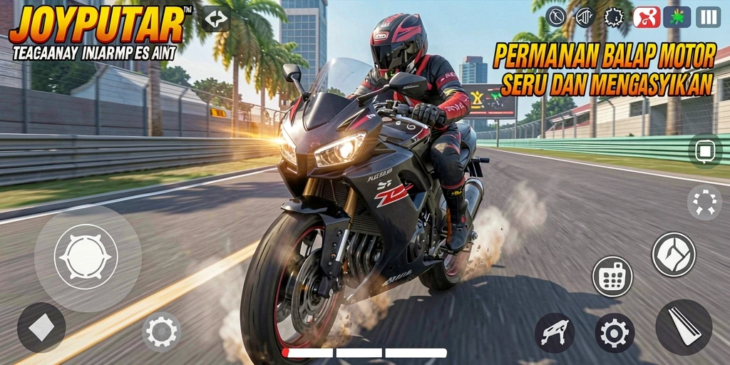 Tampilan menarik dari gameplay balap motor di JOYPUTAR.