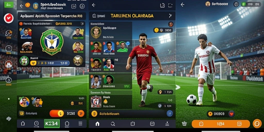 Tampilan screenshot utama K234 menampilkan pengalaman taruhan olahraga yang energik.