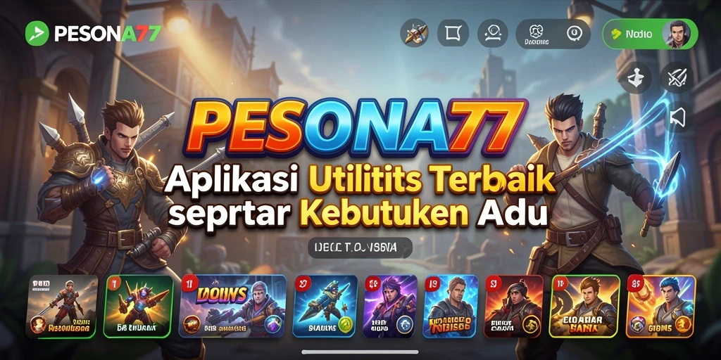 Gambar tampilan utama PESONA77 dengan fitur-fitur utilitas yang menarik.