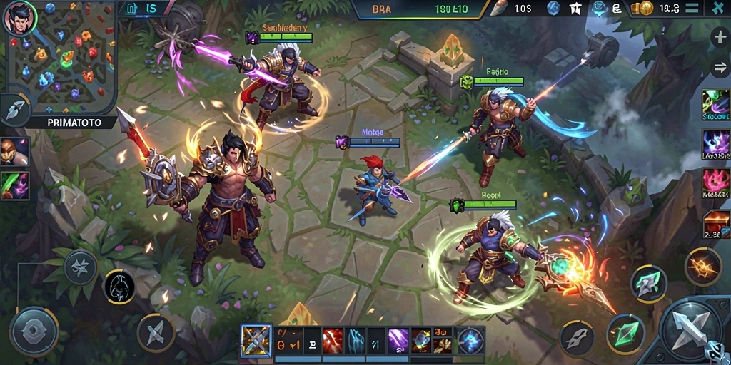 Tampilan gameplay seru dalam PRIMATOTO dengan aksi MOBA yang mendebarkan.
