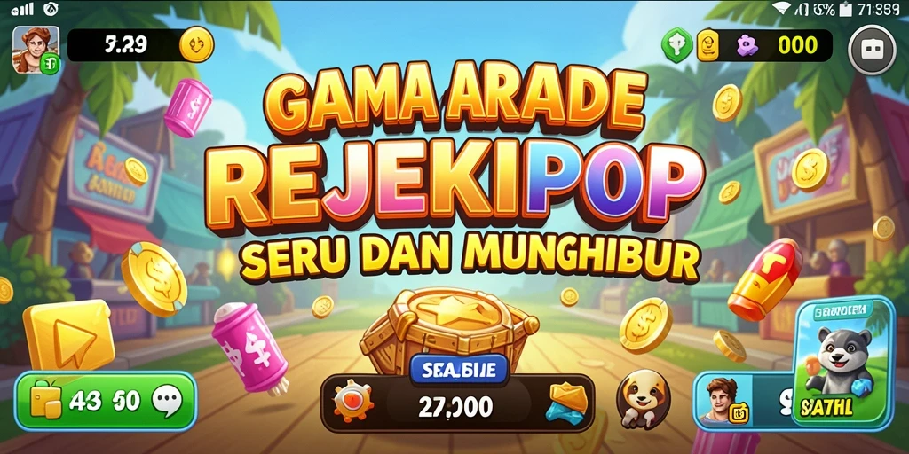 Tampilan grafis seru dan penuh aksi dalam REJEKIPOP.