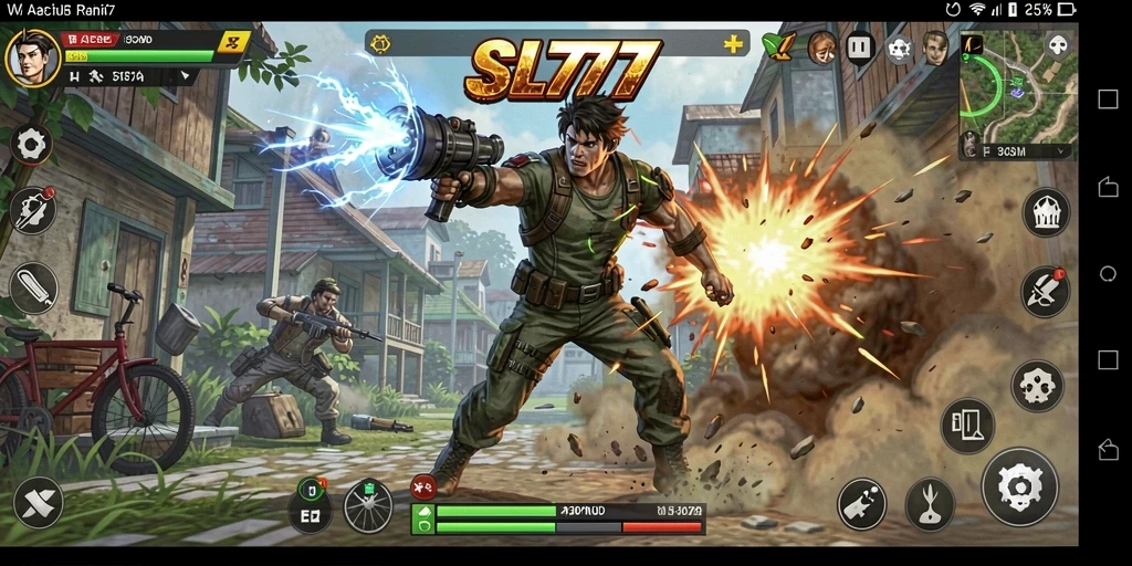 Gameplay SL777 menampilkan aksi penuh adrenalin dengan pertempuran yang intens.