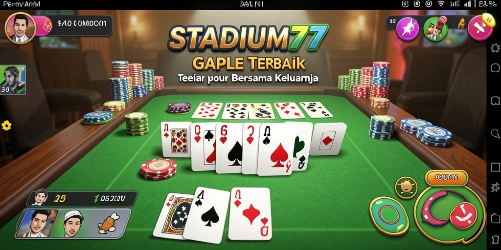 Screenshot STADIUM77 menampilkan gameplay Gaple yang seru dan interaktif.