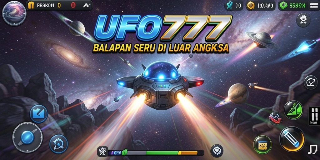 Screenshot gameplay UFO777 dengan balapan luar angkasa yang menegangkan.